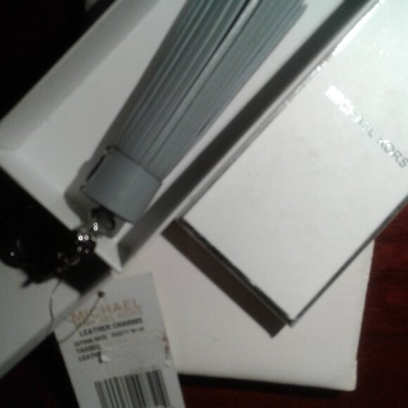 NEW!  Michael Kors Soft Light Blue Leather Fringe Keychain - Picture 2 of 9